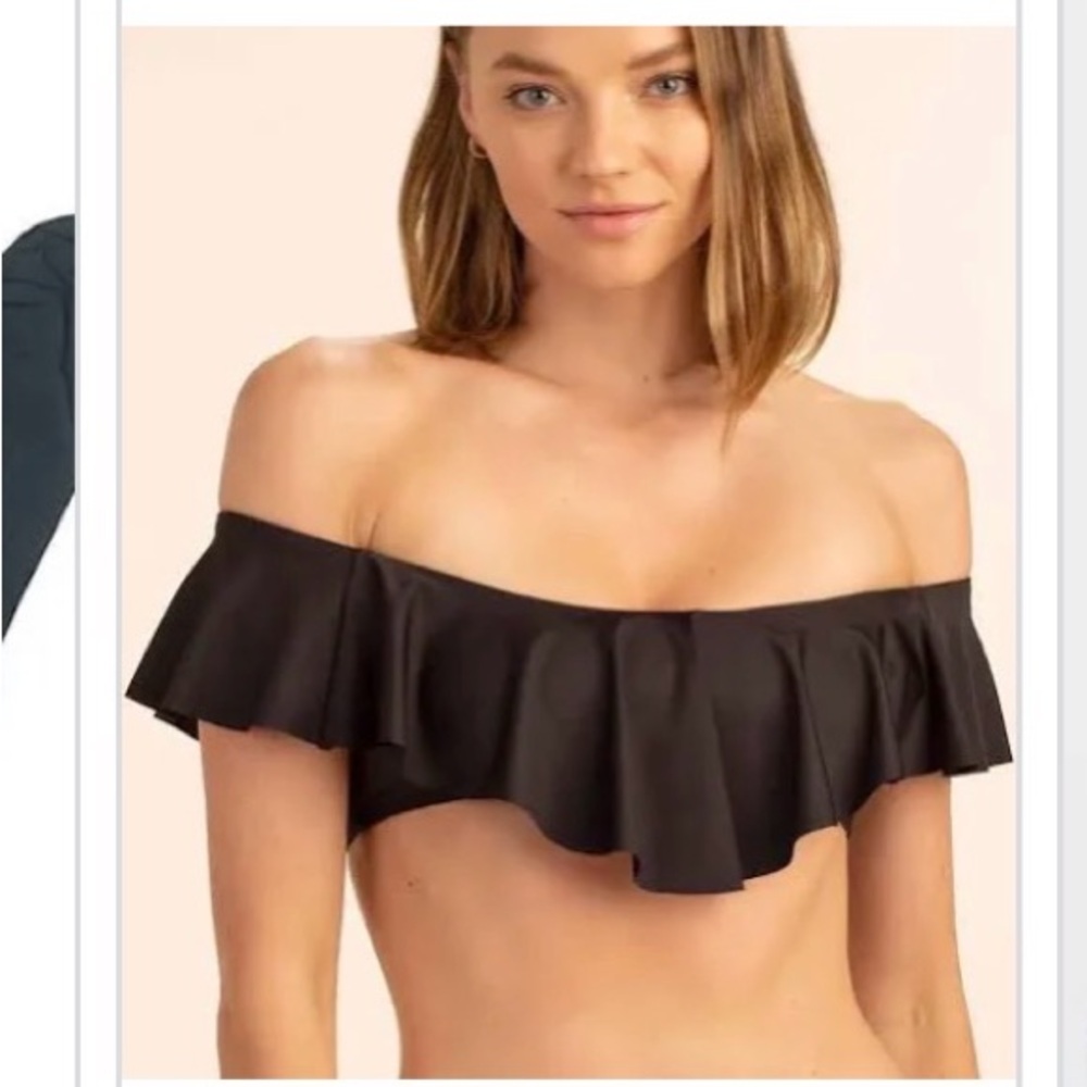 Black Off-Shoulder Ruffle Top - Picture 3 of 3